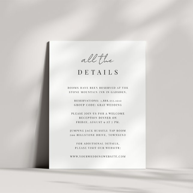 Moderne minimale Script-Hochzeitdetails Begleitkarte (Von Creator hochgeladen)