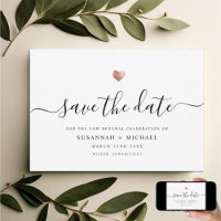Moderne Minimale Script-Rose Gold Vow Erneuerung