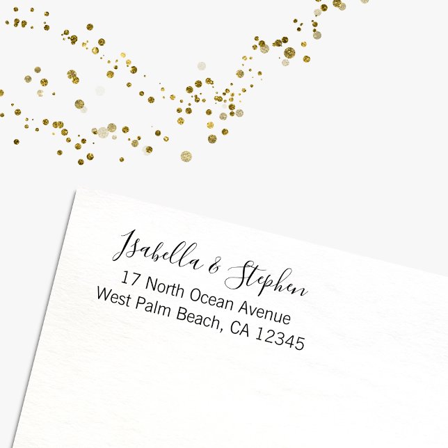 Moderne minimale Script-Rücksendeadresse-Paare Gummistempel (Von Creator hochgeladen)