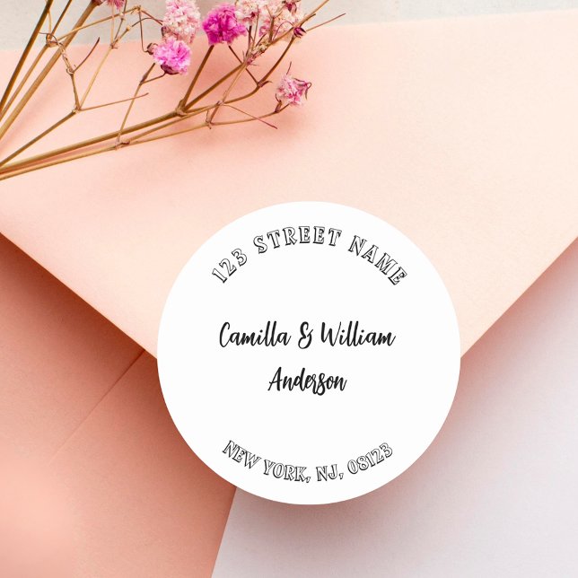 Moderne minimale Script-Rücksendeadresse Runder Aufkleber (Von Creator hochgeladen)