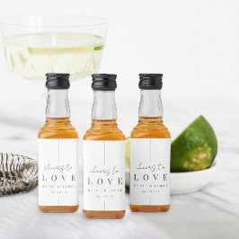 Moderne Minimale Skripte jagen auf Liebe Hochzeit Alkoholflaschenetikett