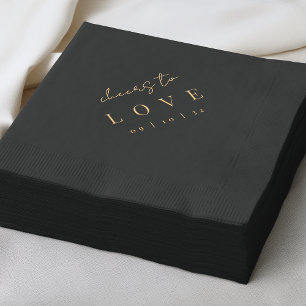 Moderne Minimale Skripte jagen auf Liebe Hochzeit Servietten Mit Folie