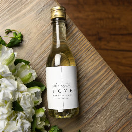 Moderne Minimale Skripte jagen auf Liebe Hochzeit Weinetikett