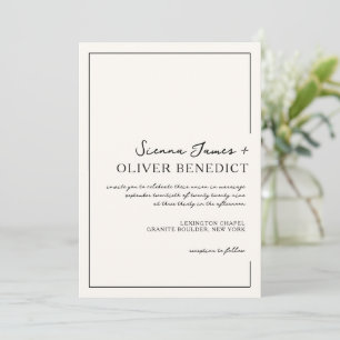 Moderne minimale Skriptrahmen-Hochzeitseinladung Einladung