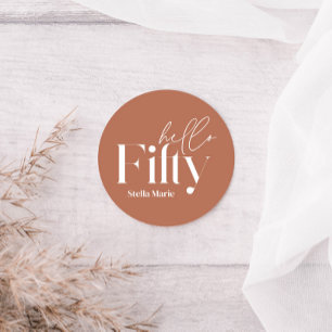 Moderne minimale Terracotta einfache 50. Geburtsta Runder Aufkleber