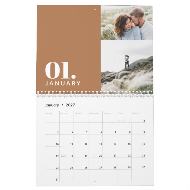 Moderne minimale Terracotta-MultiFoto Kalender (Jan 2027)