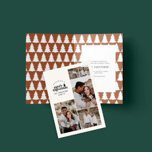 Moderne minimale Terracotta Weihnachten Multi-Foto Dankeskarte