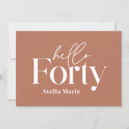 Moderne minimale Terrakotta einfache 40. Geburtsta Einladung