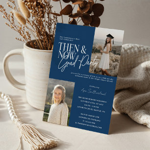Moderne minimale "Then & Now Graduation Party Foto Einladung