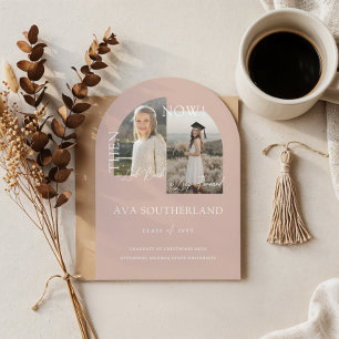 Moderne minimale "Then & Now Graduation Party Foto Einladung