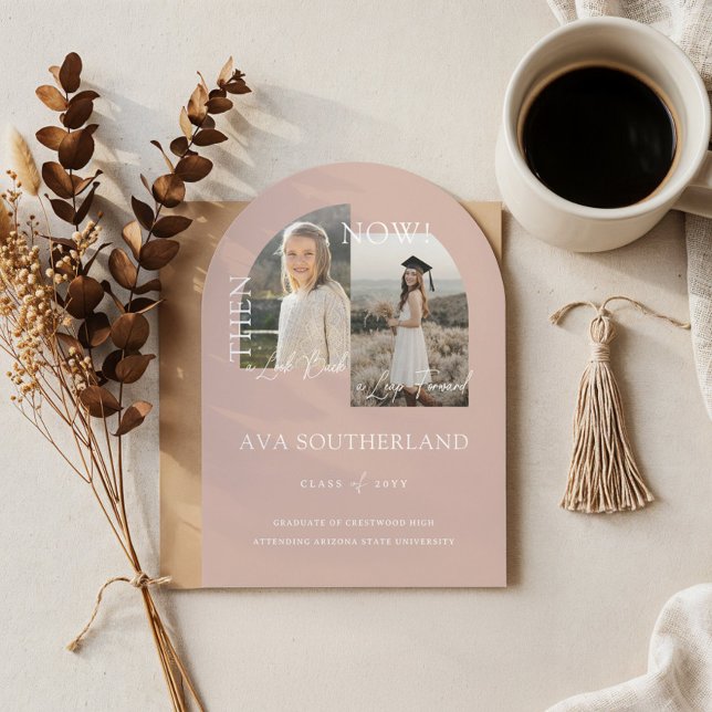 Moderne minimale "Then & Now Graduation Party Foto Einladung (Modern Minimal Then & Now Graduation Party Photos Invitation)