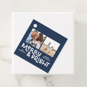 Moderne minimale Typografie 2 Foto Weihnachten Geschenkanhänger