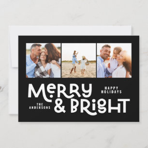 Moderne minimale Typografie 3 Foto Weihnachtsspass Feiertagskarte