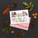 Moderne minimale Typografie 3 Foto Weihnachtsspass Feiertagskarte<br><div class="desc">Mit dieser lustigen,  farbenfrohen Weihnachtskarte ist alles vielleicht nicht ruhig,  aber trotzdem hell. Mit Platz für 3 quadratische Fotos,  in einer Auswahl von Farben erhältlich.</div>