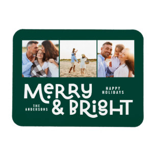 Moderne minimale Typografie 3 Foto Weihnachtsspass Magnet