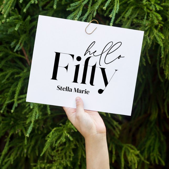 Moderne minimale Typografie, einfach 50. Geburtsta Einladung (Von Creator hochgeladen)