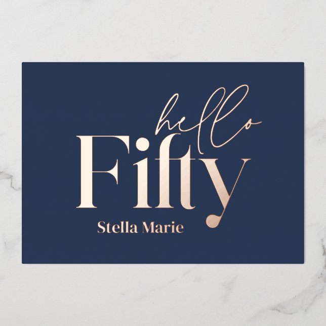 Moderne minimale Typografie, einfach 50. Geburtsta Folieneinladung (Vorderseite)