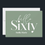 Moderne minimale Typografie, einfach 60. Geburtsta Einladung<br><div class="desc">Moderne minimale Typografie einfache sage grün und weiß 60. Geburtstag Einladung. Teil einer zeitgenössischen Sammlung.</div>