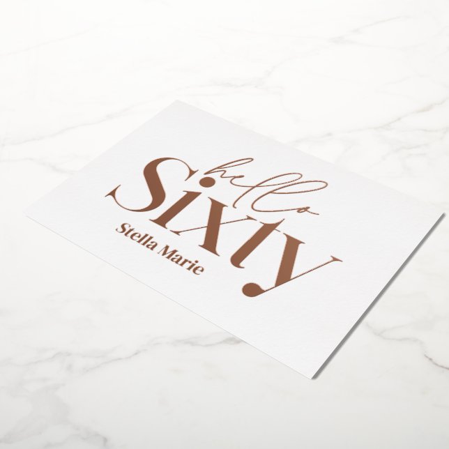 Moderne minimale Typografie, einfach 60. Geburtsta Folieneinladung (Gedreht)