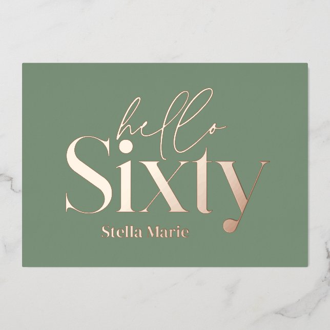 Moderne minimale Typografie, einfach 60. Geburtsta Folieneinladung (Vorderseite)