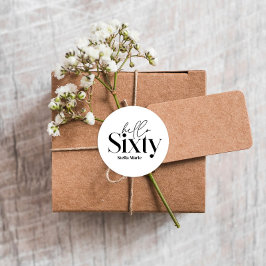 Moderne minimale Typografie, einfach 60. Geburtsta Runder Aufkleber