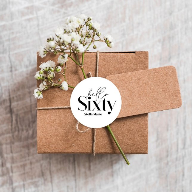 Moderne minimale Typografie, einfach 60. Geburtsta Runder Aufkleber (Von Creator hochgeladen)