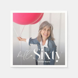 Moderne minimale Typografie Foto Chic 60. Geburtst Serviette