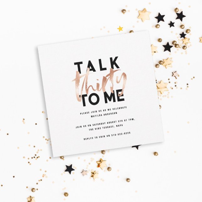 Moderne minimale Typografie Girly Rose Gold 30. (Von Creator hochgeladen)