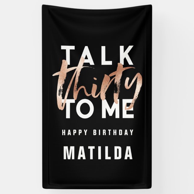 Moderne minimale Typografie Girly Rose Gold 30. Banner (Vertikal)