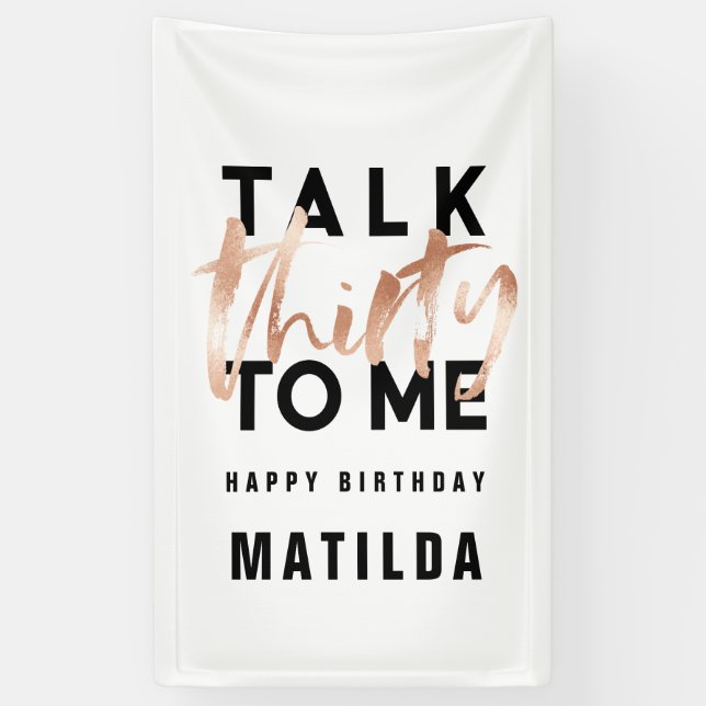 Moderne minimale Typografie Girly Rose Gold 30. Banner (Vertikal)
