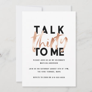 Moderne minimale Typografie Girly Rose Gold 30. Feiertagskarte