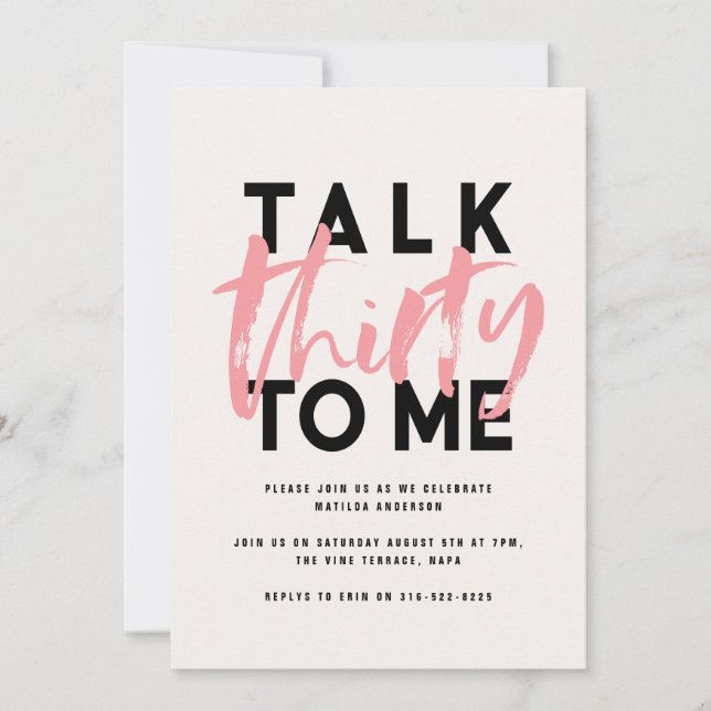 Moderne minimale Typografie mädchenhaft rosa 30. (Vorderseite)