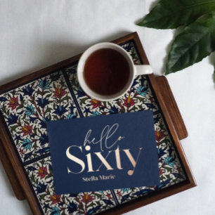 Moderne minimale Typografie Marine blau 60. Geburt Folieneinladung