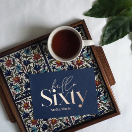 Moderne minimale Typografie Marine blau 60. Geburt Folieneinladung