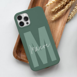 Moderne minimale Typografie-Monogramm-Grün Case-Mate iPhone 14 Pro Hülle