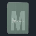 Moderne minimale Typografie-Monogramm-Grün iPad Mini Hülle<br><div class="desc">Moderne minimale Typografie Monogramm Salbei Grün und Weiß elegante,  einzigartige personalisierte iPad Cover Design.</div>