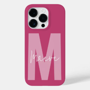 Moderne minimale Typografie Monogramm Pink mädchen Case-Mate iPhone 14 Pro Hülle
