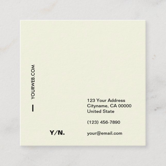 Moderne minimale Typografie-Quadrat-Visitenkarte Quadratische Visitenkarte (Vorderseite)