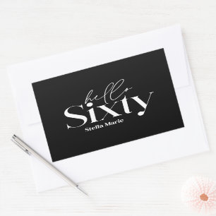Moderne minimale Typografie schwarz 60. Geburtstag Rechteckiger Aufkleber