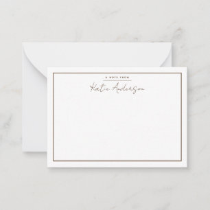 Moderne Minimale Typografie Script Brown Note Card Mitteilungskarte