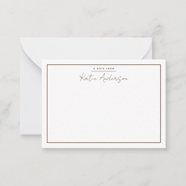 Moderne Minimale Typografie Script Brown Note Card Mitteilungskarte (Vorderseite)