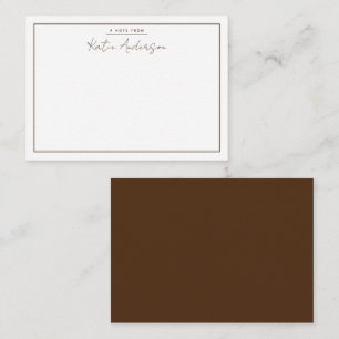 Moderne Minimale Typografie Script Brown Note Card Mitteilungskarte