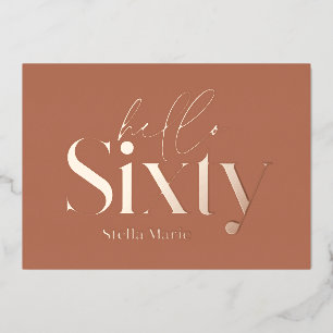 Moderne minimale Typografie Terracotta 60. Geburts Folieneinladung