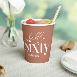 Moderne minimale Typografie Terracotta 60. Geburts Pappbecher