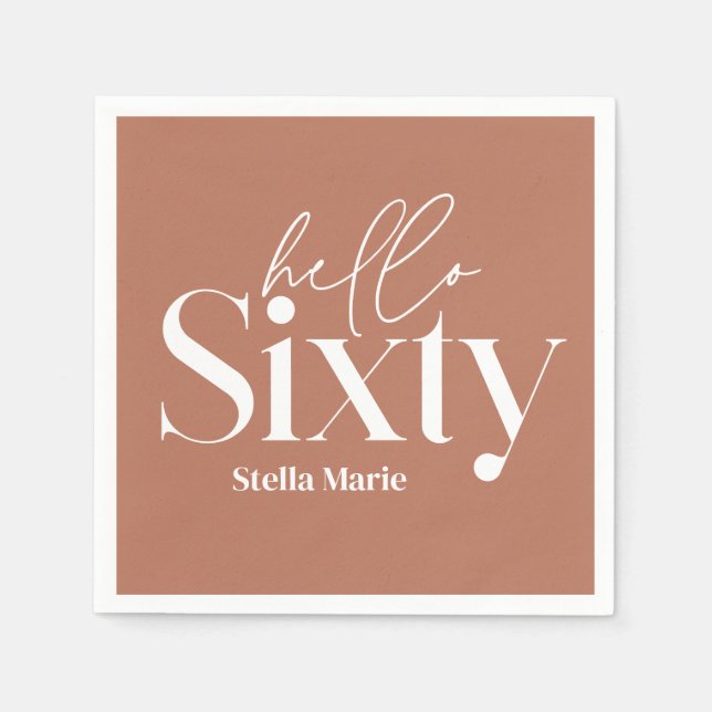 Moderne minimale Typografie Terracotta 60. Geburts Serviette (Vorderseite)