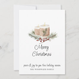 Moderne Minimale Wasserfarbe Weihnachtskerzen & Pi Karte