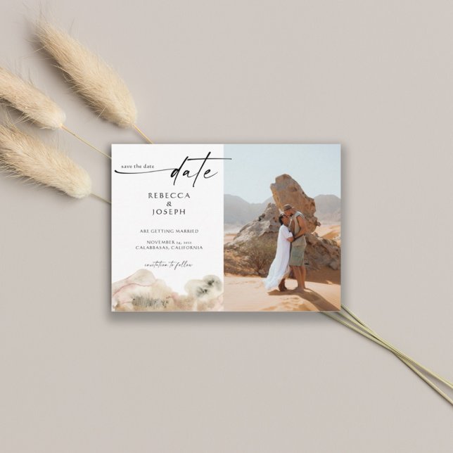 Moderne Minimale Wasserfarbenhochzeit Save The Date (Von Creator hochgeladen)