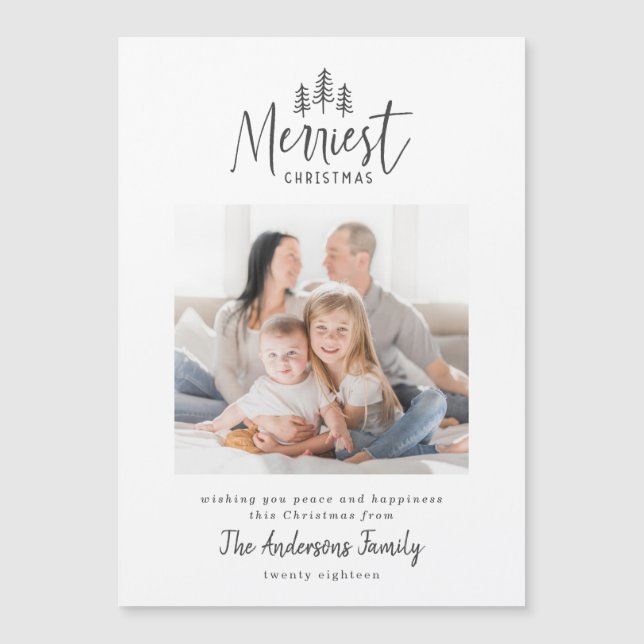 Moderne minimale Weihnachten rustikale Multi-Foto  Magnetkarte (Vorderseite)