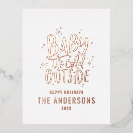 Moderne minimale Weihnachts Terracotta elegant Folien Feiertagspostkarte