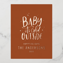 Moderne minimale Weihnachtsfeier Terracotta elegan Folien Feiertagspostkarte